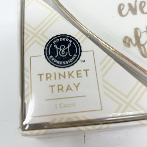 New MODERN EXPRESSIONS White Gold Trinket Tray HAPPILY EVER AFTER 4.5” - Picture 3 of 6